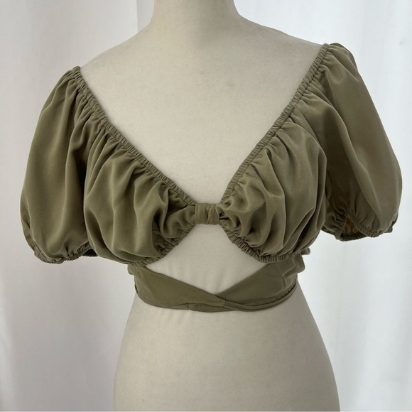 Olive Green Women's Crop Top - Picture 3 of 5